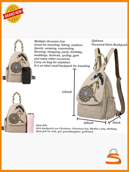 Canvas Convertible Backpack Crossbody Sling Bag for Travel Work School main image 5